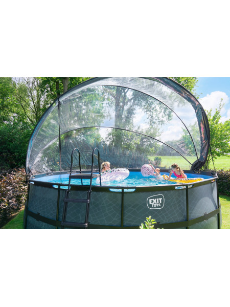 Басейн каркасний з куполом EXIT камінь 488х122 см + тепловий насос